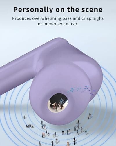 Wireless Earbuds, Bluetooth 5.4 Ear Buds Bass Stereo, Headphones with Noise Cancelling Mic, LED Display in Ear Earphones Clear Calls, IP7 Waterproof Bluetooth Earbuds for Phone/Android/iPad, Purple — view 5