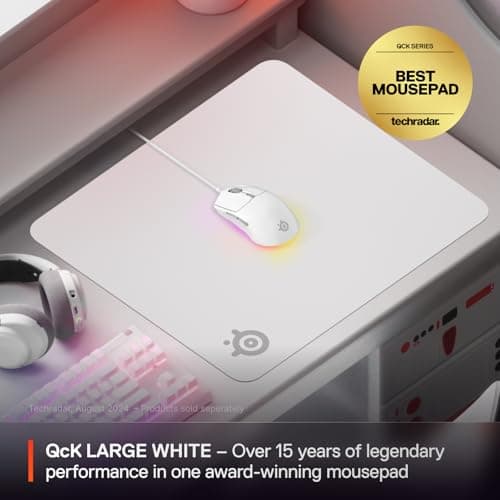 SteelSeries QcK Cloth Gaming Mouse Pad - Exclusive Micro-Woven Surface - Optimized for Gaming Sensors - Maximum Control - Size L - White