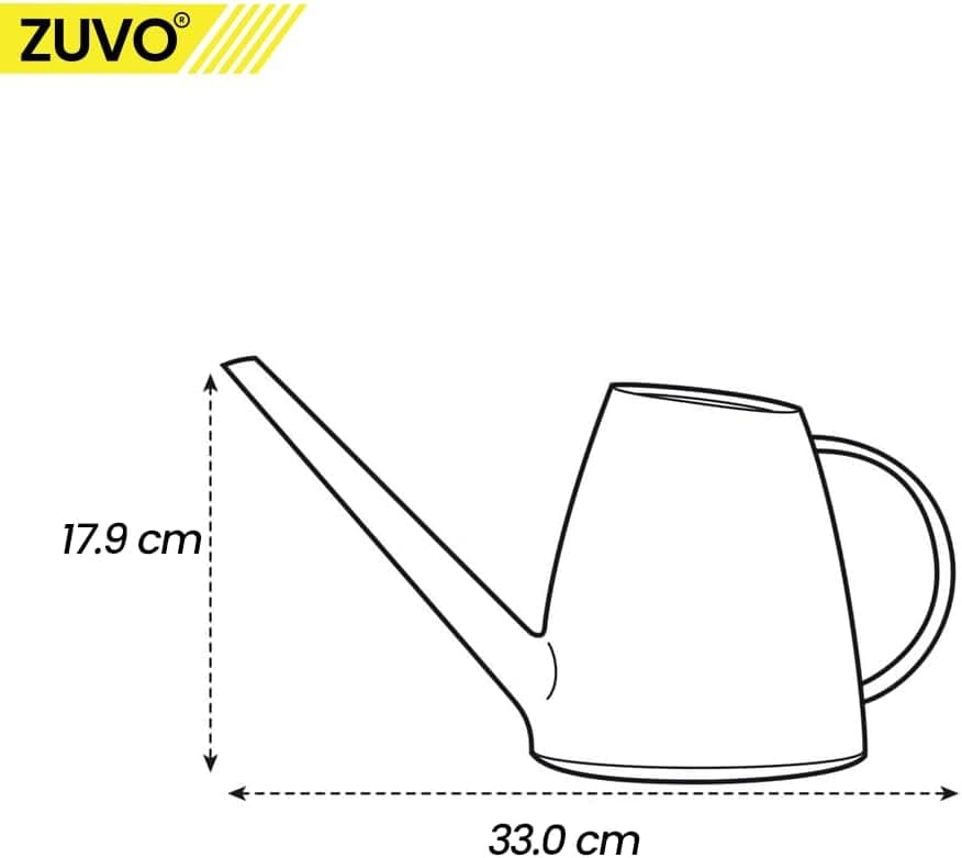 Zuvo Small Watering Can Indoor 1.8L with Long Spout — Mini Watering Can for House Plants, Seedlings & Herbs | Detachable Rose