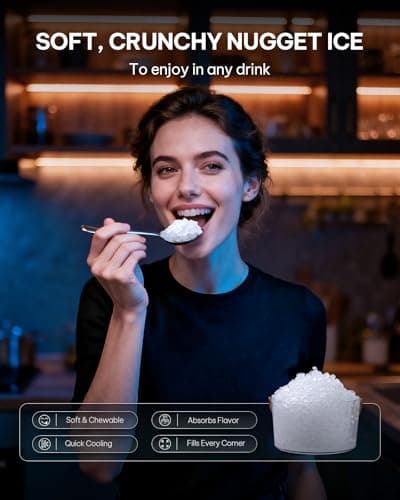 Silonn Nugget Ice Maker Countertop with APP & Voice Control, Self Cleaning Ice Machine with 3L Large Water Tank, 40 lbs/24H Soft Chewable Ice, Portable Pebble Ice Maker for Home, Kitchen and Party — view 3