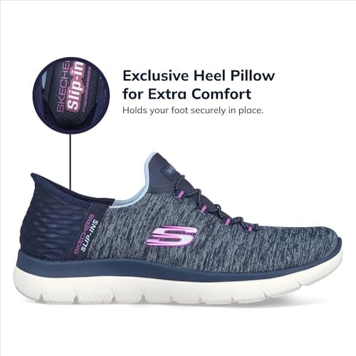Skechers Women's Summits Hands-Free Slip-Ins – Memory Foam Insole, Heel Pillow, Vegan Materials Sneaker, Navy Purple, 5 — view 6