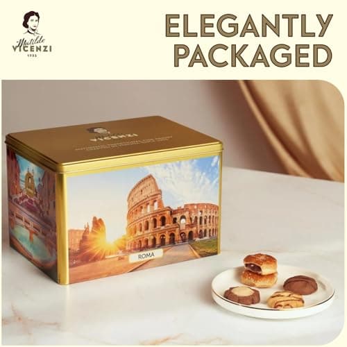 Matilde Vicenzi Roma Cookie Tin - Italian Pastries & Cookies in Individually Wrapped Trays - Bakery Dessert Gifts For Hosts, Birthdays and Every Occasion - Puff Pastry, Assorted Cookies in Italian Design Gift Tin 32.5oz (920g) — view 3
