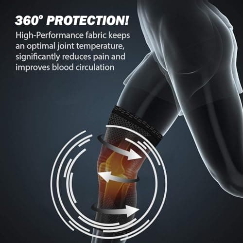 PowerLix Knee Compression Sleeve - Best Knee Brace for Men & Women- Knee Support for Running, Basketball, Weightlifting, Gym, Workout, Sports, (Black, Large)