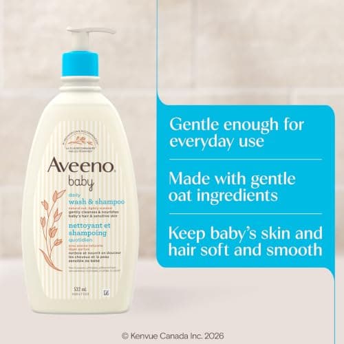 Aveeno Baby Daily Moisture Gentle Baby Body Wash and Shampoo with Oat Extract, 2-in-1 Baby Wash and Hair Shampoo, Tear-Free, Paraben-Free for Sensitive Skin and Hair, Lightly Scented, 18 Fl Oz — view 3