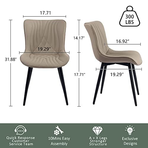 YOUTASTE Mid-Century Dining Chairs St of 2, Faux Leather, Cappuccino