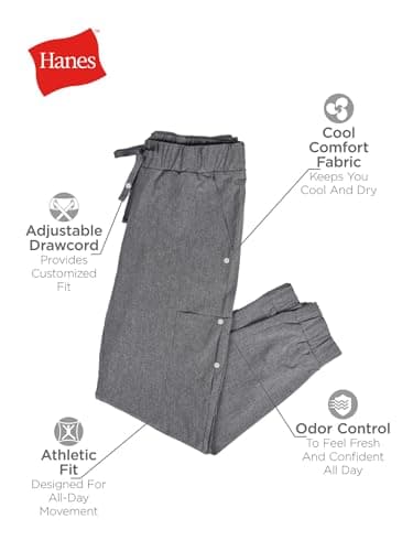 Hanes Women's Scrubs Cargo Joggers, Healthcare Scrub Joggers for Women, Moisture Wicking, New Ebony, Size M — view 5