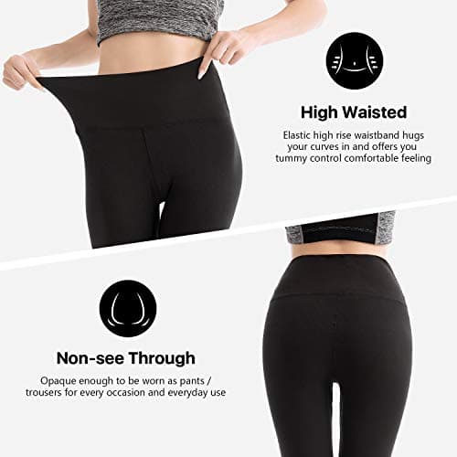 SINOPHANT High Waisted Leggings for Women - Full Length Capri Buttery Soft Yoga Pants for Workout Athletic(Full Black,L-XL) — view 2