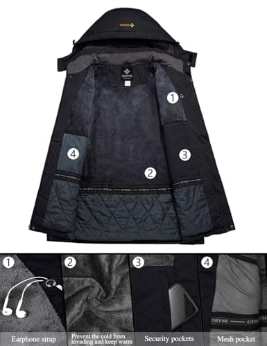 GEMYSE Women's Mountain Waterproof Ski Snow Jacket Winter Windproof Rain Jacket（Black，Medium） — view 5