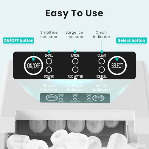 OLIXIS Countertop Ice Maker Machine with Handle, Auto-Cleaning Portable Ice Maker with Basket & Scoop, 26lbs in 24Hrs & 9 Ice Cubes in 6 Mins, 2 Ice Cube Sizes, for Home Party Camping RV, White — view 5