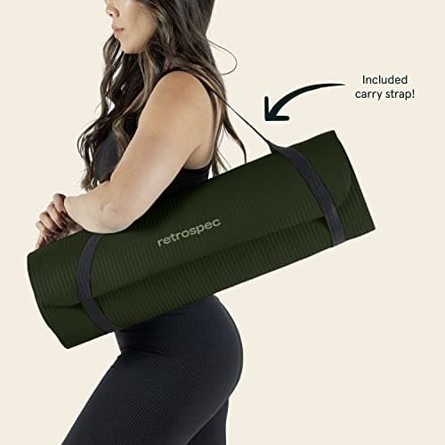 Retrospec Solana Yoga Mat 1/2" Thick w/Nylon Strap for Men & Women - Non Slip Excercise Mat for Yoga, Pilates, Stretching, Floor & Fitness Workouts, Wild Spruce — view 6