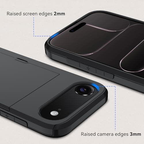 Qinmay Compatible with iPhone 17 Air Case Wallet,Built-in Card Holder, Heavy Duty Protective Dual Layer Shockproof Hidden Card Slot Slim Wallet Phone Cover for iPhone 17 Air，Black — view 3