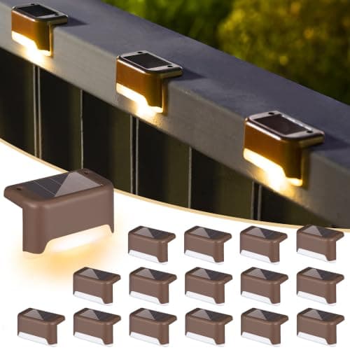 SOLPEX Solar Deck Lights Outdoor 16 Pack,Step Light Waterproof,Warm White