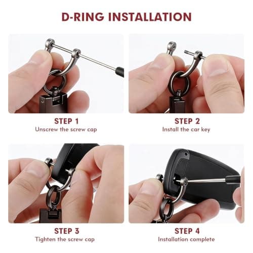 Leather Car Keychain with Anti-Loss D-Ring for Key Fobs, for Men and Women — view 4