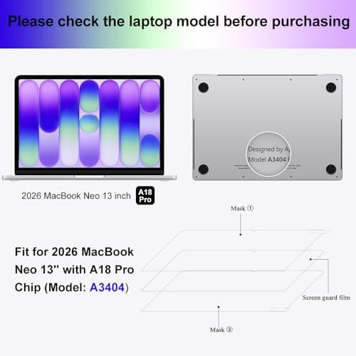 ProElife 2-Pack Anti Glare Screen Protector for 2026 New MacBook Neo 13 inch with Apple A18Pro Chip/A3404 Anti Scratch Accessories 5H Hardness Matte Protective Shield Film for MacBook Neo 13''