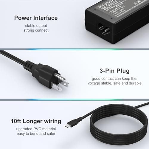 65W USB C Laptop Charger Compatible with HP Chromebook/Lenovo/Dell/Acer and More Chromebook Type C Power Cord — view 5