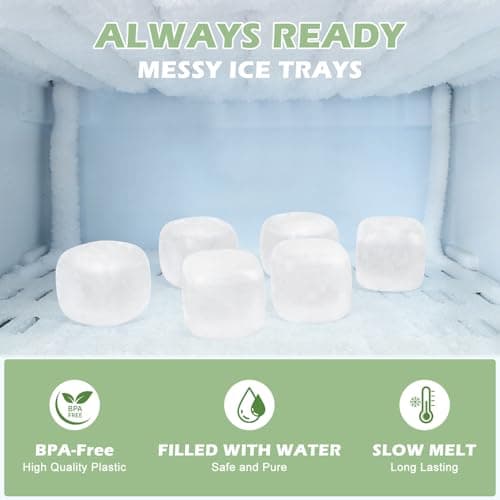 Extra Large Reusable Ice Cubes for Drinks(2” Square) - 12 Pack BPA-Free Plastic Ice Cube - Chills Drinks Without Diluting Suitable for Large Containers, Water Pitchers, Cold Therapy Devices — view 3