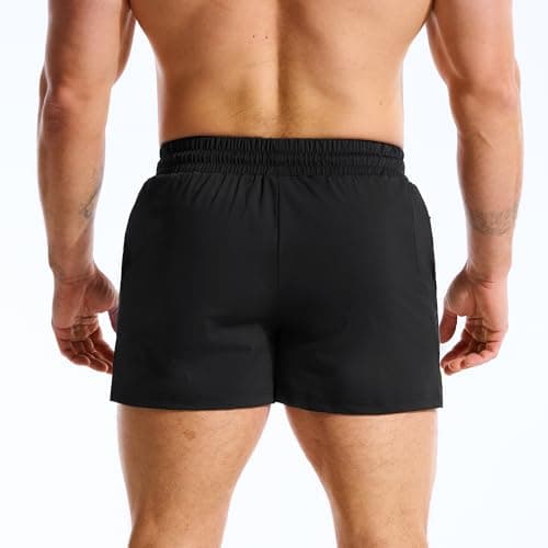 BROKIG Men's LightArmor Bodybuilding Gym Shorts with Zip Pocket,3" Quick Dry Summer Running Shorts for Workout Tennis(Black,X-Large) — view 4