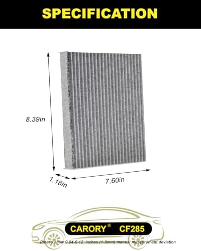 CARORY Cabin Air Filter w/Activated Carbon for Toyota Camry, Corolla, RAV4, Highlander, Lexus RX350, NX300, GX460, Subaru Legacy, Outback, Jaguar F-Pace, Land Rover Discovery, and More, CF285