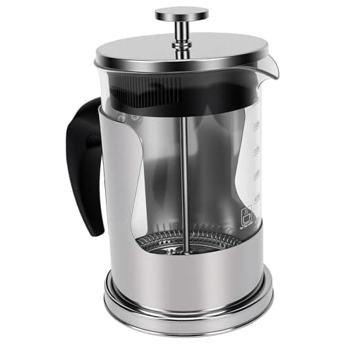 Estink French Press Coffee Maker, Thick Glass Coffee Pot with 304 Stainless Steel Filter, 800ml 4 Layer Filtration Brewer for Home Office Travel Tea and Cold Brew (Woven 800ml)