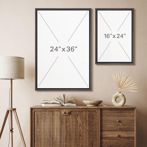 SIGNFORD Framed Canvas Print Wall Art Set Neutral Botanical Meadow Landscape Earth Tone Nature Illustrations Modern Art Relax/Calm for Living Room, Bedroom, Office - 24"x36"x3 Black — view 6