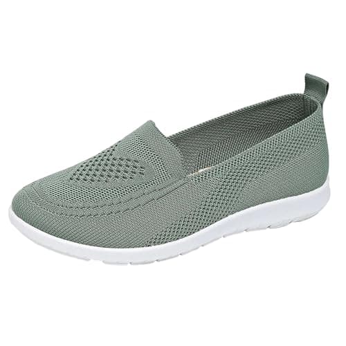 Women's Mesh Walking Shoes Summer Breathable Soft Arch Support Walking Anti-Skid Sports Shoes Army Green