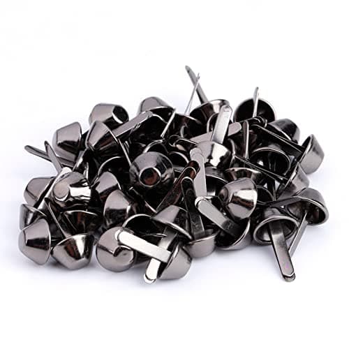 Nailhead Spike, 50 Pcs Purse Handbag Cone Feet Nailhead Stud 2 Prong Metal Flat Brad Nailhead Studs for Clothing Bag Leather Shoes Punk Rock Jewelry Craft (10mm)
