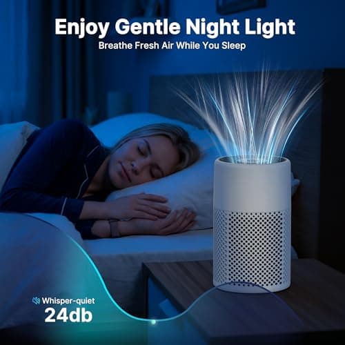 CHIVALZ Air Purifiers for Smoke, 2 Pack HEPA Air Purifiers for Bedroom Home, Small Air Purifier Removes Dust, Pet Dander, Wildfire Smoke, 99.97% Filtration, Fragrance Sponge, 24dB Quiet, White — view 3