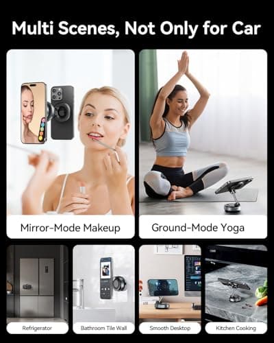 MRGLAS 2026 Upgraded Vacuum Suction Phone Holder for Car, Magsafe Car Phone Holder Mount, [98+LBS Suction & 2800gf Magnetic] 360° Adjustable Shower & Wall Mount, Car Accessories for iPhone 17 Pro Max — view 5