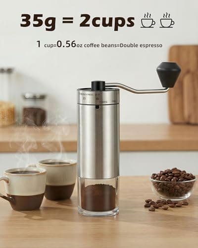 Manual Coffee Grinder with 40 Adjustable Grind Settings With Ceramic Conical Burr,Handheld Grinder with Handle Crank, Portable Hand Coffee Mill with 35g Capacity,Espresso,Pour Over,French Press — view 2