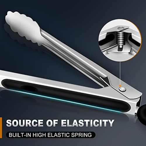 Eddeas Kitchen Tongs - 9" and 12" Tongs for cooking, Heat Resistant 600 Degrees Stainless Steel Metal Tong and Non-Slip Handle - Perfect for Cooking, Salad and BBQ, Set of 2 — view 3