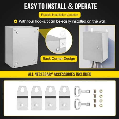 Complete Outdoor Electrical Enclosure Kit – 16x12x8 Inch IP66 Weatherproof Steel Box with Hinged Lockable Door & Pre-Drilled Mounting Plate for Residential & Commercial Circuit Protection — view 5