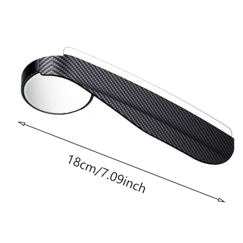 Car Rearview Blind Spot Mirror with Rain Guard, Carbon Fibre, 360° Adjustable HD, Universal Exterior Accessory, 2 Pack (Black)