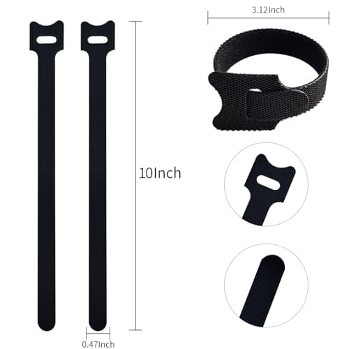 120 PCS 10 Inches Black Reusable Cable Ties,Multi-purpose Adjustable Cord Straps,Cable Organizer,Cord Wrap and Hook Loop Cords Management,Adjustable Cord Ties for Home,Garden,Office,Data Centers
