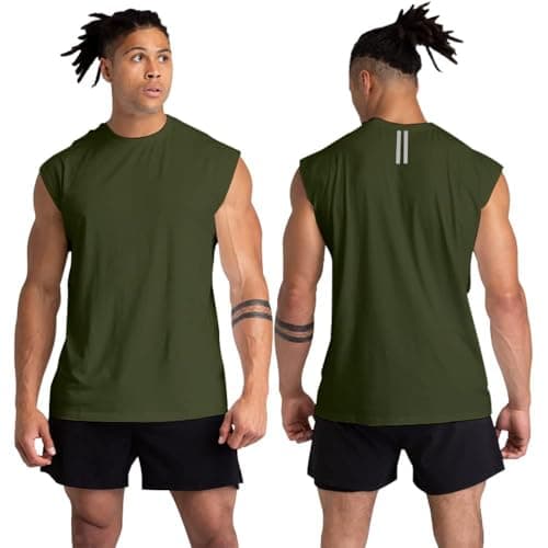 Holure 3 Pack Men's Gym Tank Tops Workout Sleeveless T-Shirts Athletic Muscle Tank Training Bodybuilding Shirts Black/Grey/Green XXL