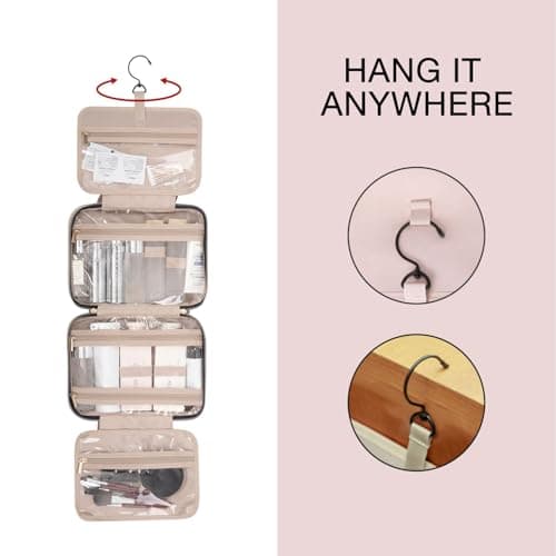 BAGSMART Large Toiletry Bag Travel Bag with Hanging Hook, Water-resistant Makeup Cosmetic Bag Travel Organizer for Accessories, Shampoo, Full Sized Container, Toiletries — view 4