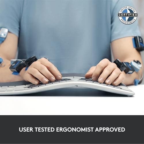 Logitech Ergo K860 Wireless Ergonomic Keyboard - Split Keyboard, Wrist Rest, Natural Typing, Stain-Resistant Fabric, Bluetooth and USB Connectivity, Compatible with Windows/Mac, Black — view 4