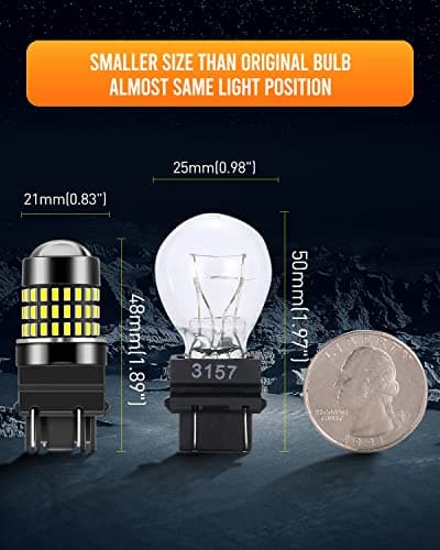LUYED 3157 LED Bulbs Reverse Light Xenon White 1800 Lumens Super Bright 78 SMD 3056 3156 3057 4157 LED Bulbs,Used for Back Up Reverse Lights,Brake Lights,Tail Lights,Turn Signal Lights,Pack of 2 — view 4