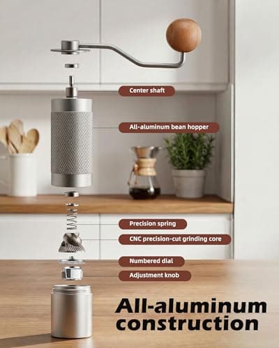 Pro Manual Coffee Grinder Stainless Steel Conical Burr With Adjustable Settings.Portable For Espresso, French press, Pour-over. All-metal, Plastic-free, Perfect For Travel camping — view 3