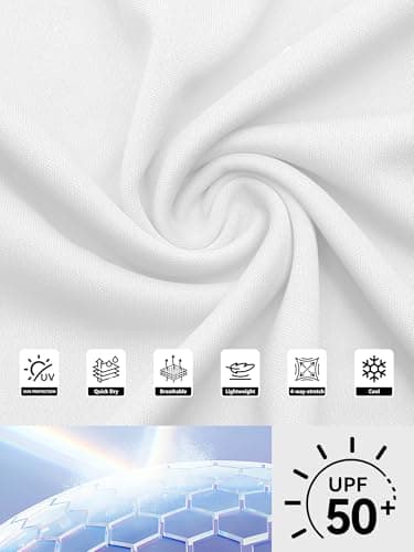 TUREFACE Men's UPF 50+ UV Protection Long Sleeve T-Shirt Quick Dry No Chafe Rash Guard for Hiking Fishing Running White X-Large — view 4