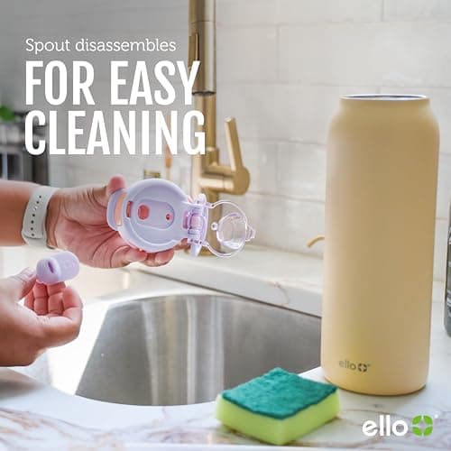 Ello Pop & Fill 22oz Stainless Steel Water Bottle with Quick Fill Technology, Double Walled and Vacuum Insulated Metal, Leak Proof Locking Lid, Sip and Chug, Reusable, BPA Free, Aurora — view 9