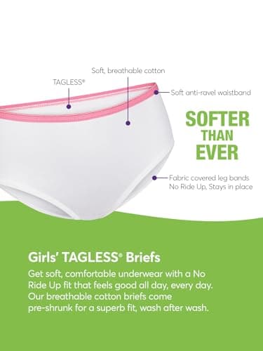 Hanes Girl's 9 Pack Tagless Brief, Assorted, 8 — view 3