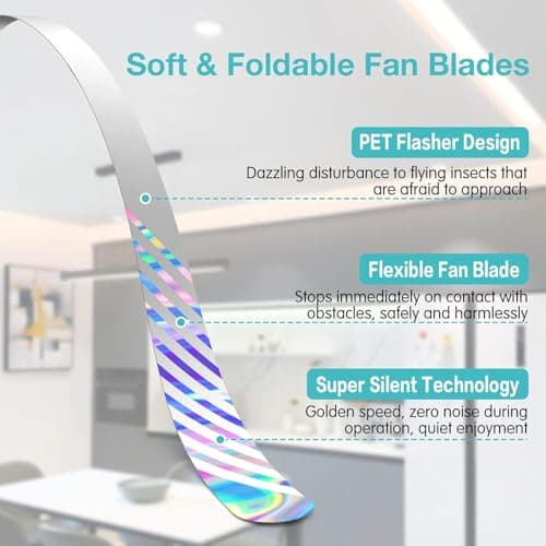 Neijiaer Fly Fans for Tables, USB or Batteries Powered, Soundless and Portable Fly Fan, Keeps Your Food Clean, Practical Fan with Soft Blades — view 2