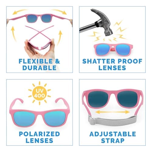 JAN & JUL Girls' Polarized Sunglasses with Strap, Flexible and Durable for Toddlers (Dusty Purple Aurora, M: 2-6 Years) — view 2