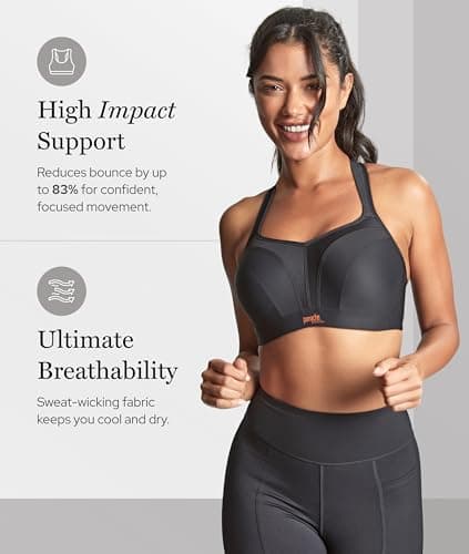 Panache Women's High Impact Underwire Sports Bra Max Support, Moisture Wicking, Heavy Duty Sports Bra for Women|Black 32DD — view 2