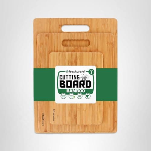 Freshware Bamboo Cutting Board Set of 3, Wooden Cutting Boards for Kitchen, Knife Friendly Food Grade Chopping Board, Lightweight with Hanging Hole for Easy Storage — view 8