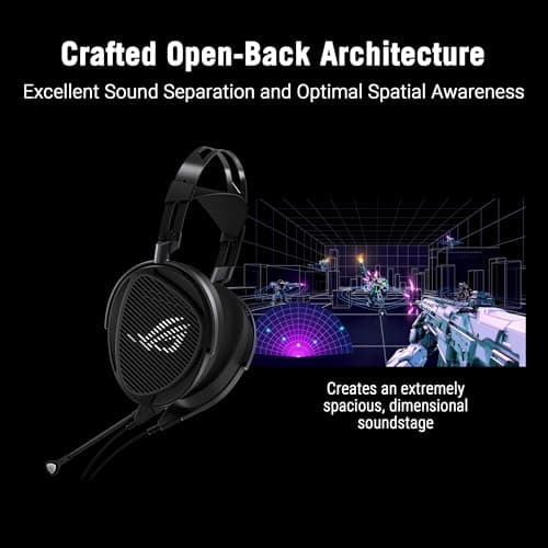 ASUS ROG Kithara Gaming/Audiophile Open-Back Wired Headphones with Mic – ROG-Tuned HIFIMAN Planar Magnetic Drivers, Adjustable Headband, Extra Ear Pads, Compatible with DACs, Amps, PC, Console, Mobile — view 3