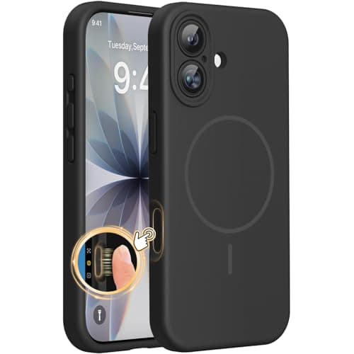Miracase Magnetic for iPhone 17 Case, Compatible with MagSafe, Integrated Silicone Camera Control Cover, Shockproof Drop Protection Phone Case for 17,Black