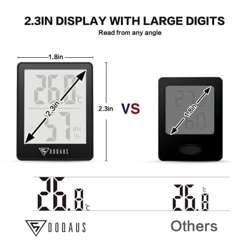 DOQAUS Digital Hygrometer Indoor Thermometer Humidity Meter Room Thermometer with 5s Fast Refresh Accurate Temperature Humidity Monitor for Home, Bedroom, Baby Room, Office, Greenhouse, Cellar (Black) — view 5
