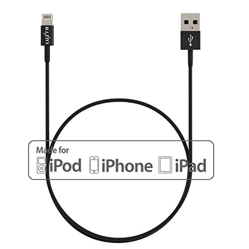 Luxtr - iPhone Charger - 6.5 ft - True Apple Certification, Fits All Cases, Works with All Lightning Devices - Black