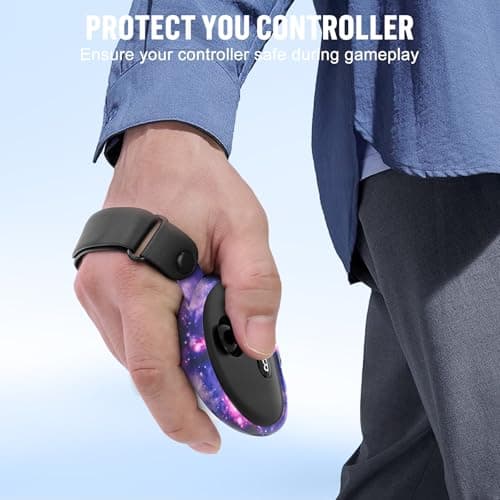 Silicone Cover Set Compatible with Meta Quest 3S Accessories, VR Protector Face Cover, Controller Grips, Front Shell Headset and Lens Protective (Starry Sky Purple) — view 2